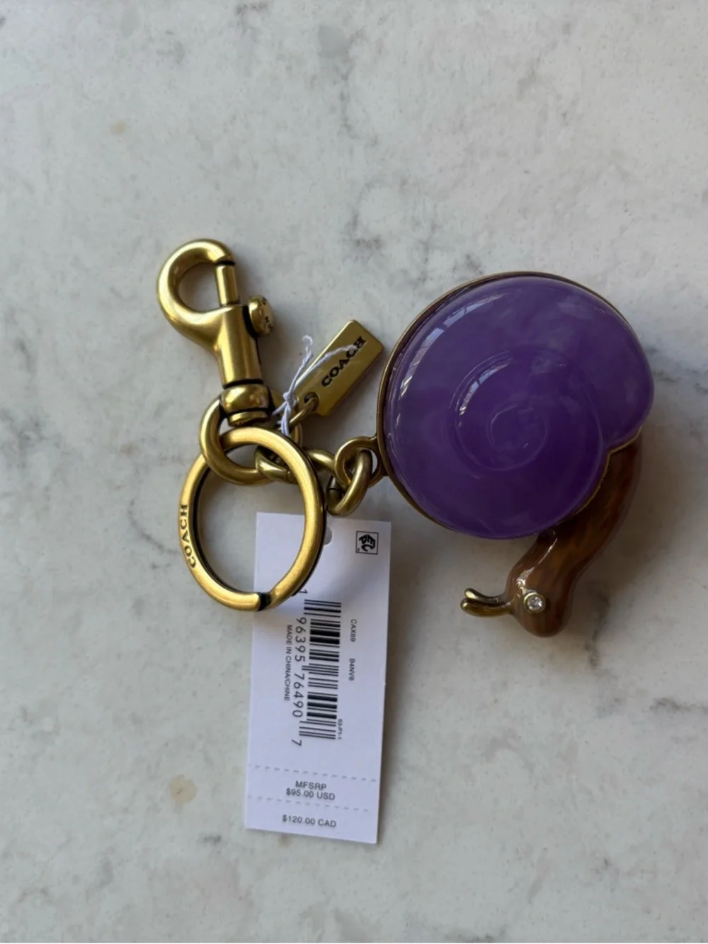 COACH Purple Multi Snail Charm Key & Card Holder Accent